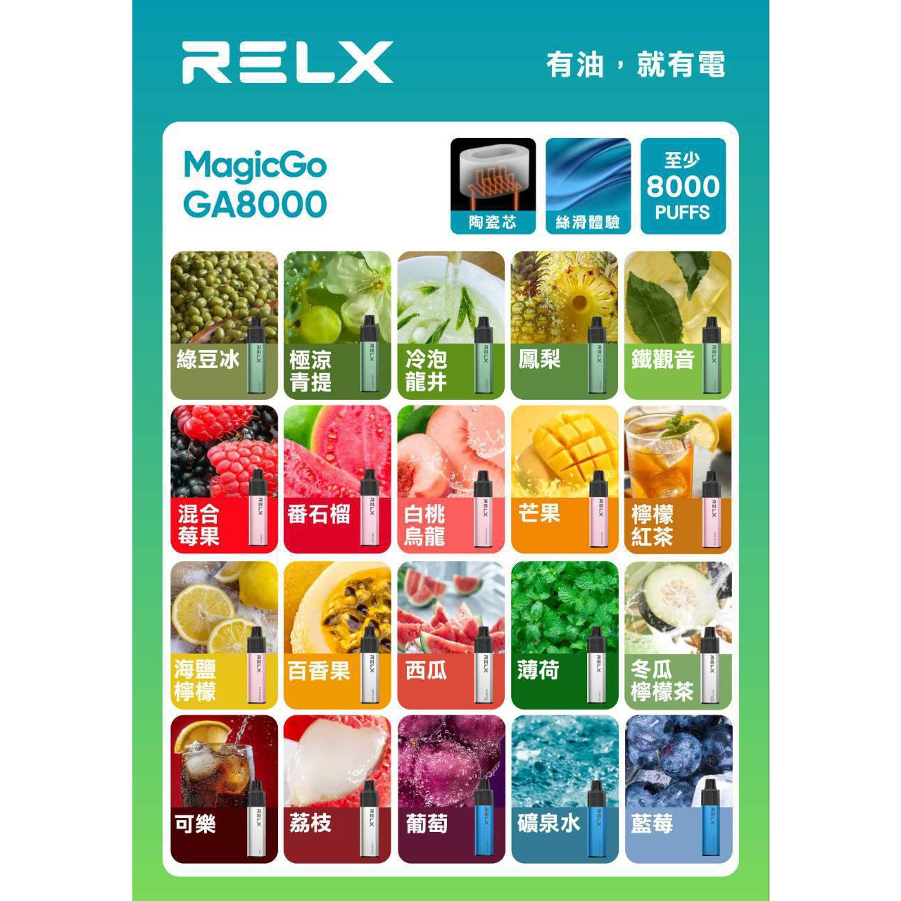 RELX 悅刻六代 8000口拋棄式 免充電
